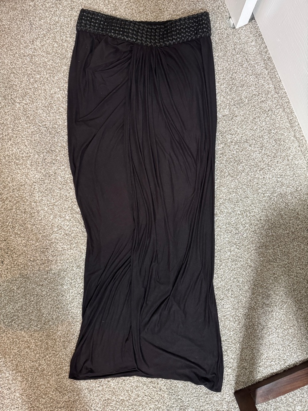 VENUS Black Maxi Skirt with Smocked Waistband